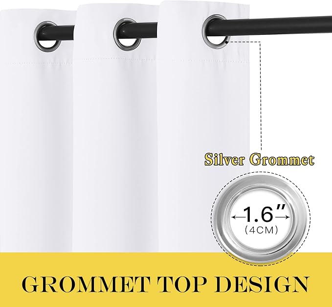 NICETOWN 50% Blackout White Living Room Curtain 108 inches Long - Image 2