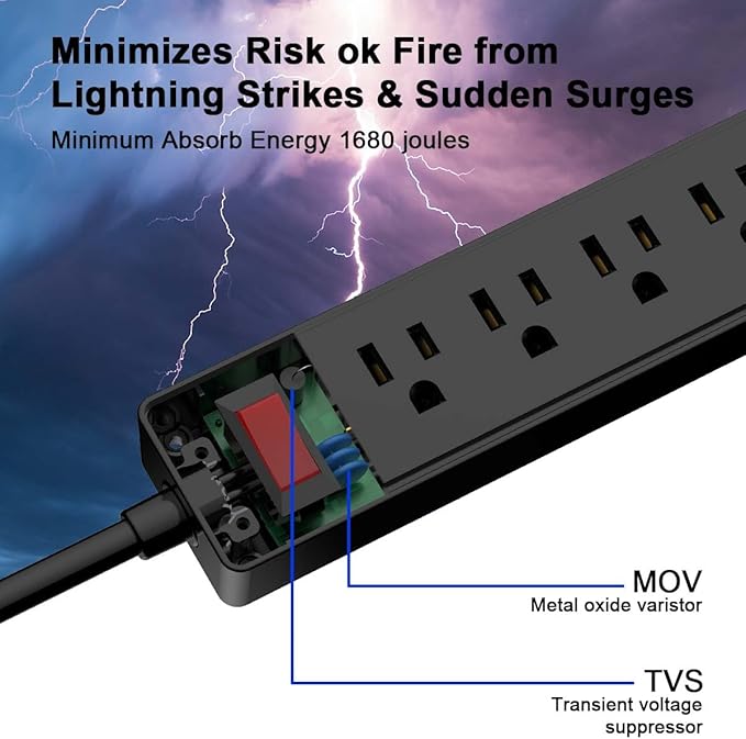 6Ft Power Strip Surge Protector - Image 5