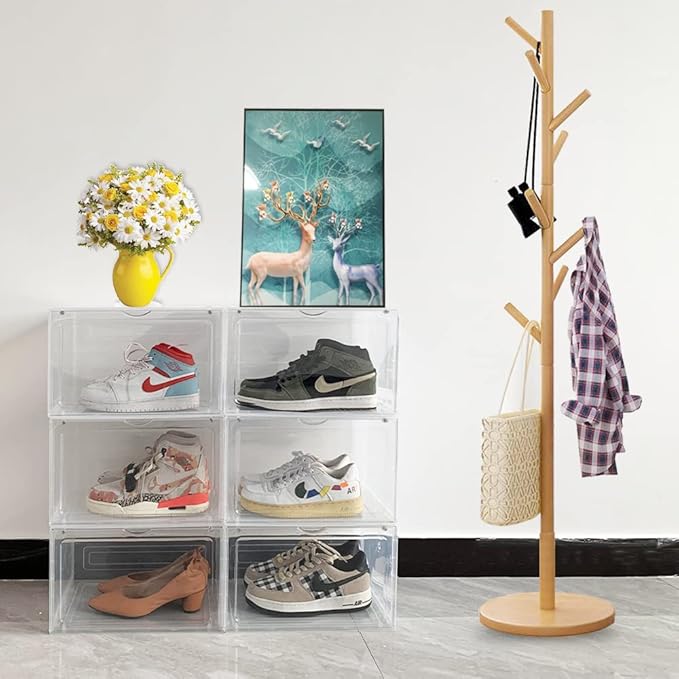 8 PACK XL Shoe Storage Box, Drop Side Sneaker Display Case, Shoe Boxes Clear - Image 2