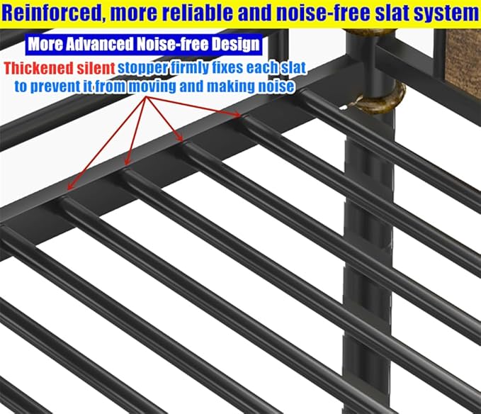 Higher Quality & Stronger Heavy Duty Metal Bunk Bed Frame Queen Over Queen Size - Image 6
