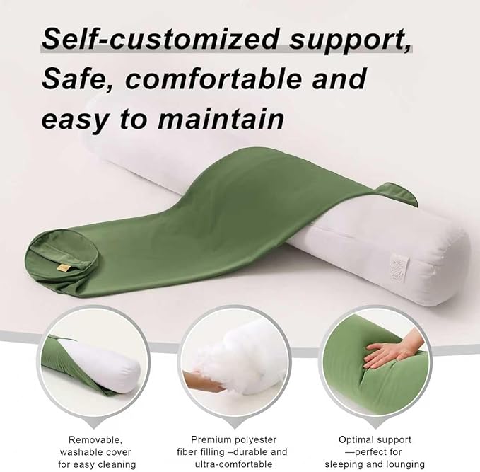 Bolster Pillow for Bed – Long Round Body Pillow for Adults, Cuddle Pillow for - Image 4