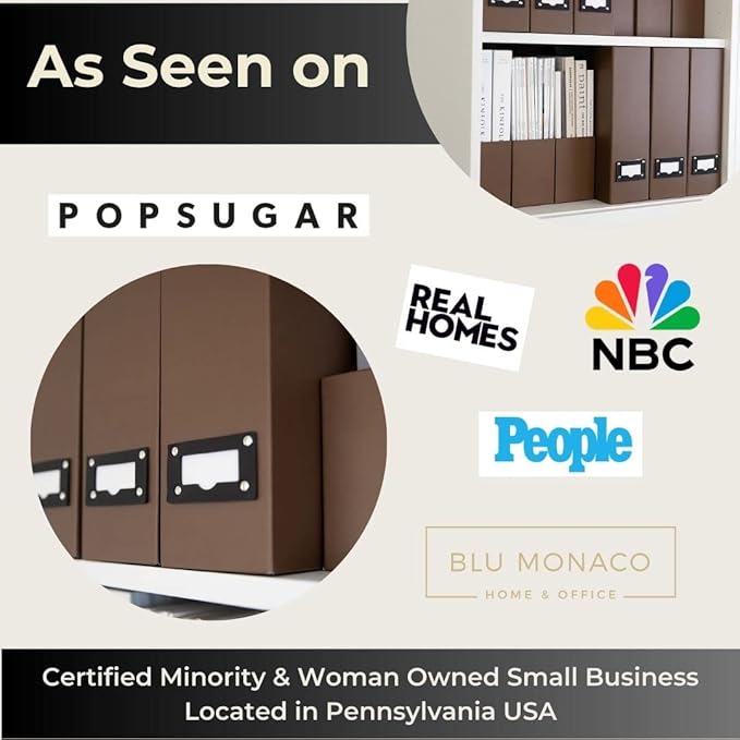 BLU MONACO Set of 6 Foldable Brown Magazine File Holders - Image 3