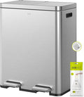 EKO Edison Dual Trash Can for Recycling and Trash, 8+8 Gallons Kitchen Garbage by EKO