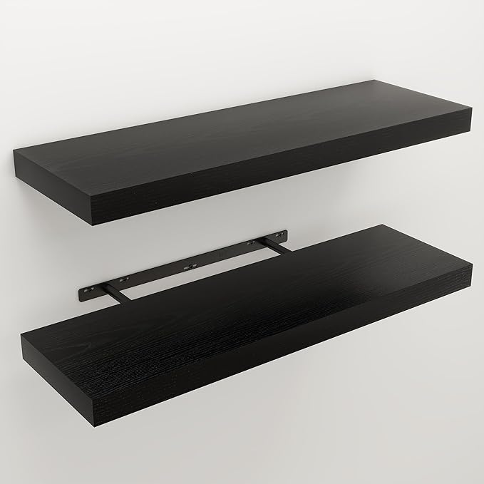 Floating Shelves for Wall, 9.3" Deep Wall Mounted Wood Shelves for Bathroom - Image 3