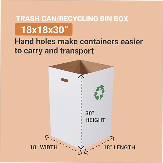 Box USA 40 Gallon 18" L x 18" W x 30" H 10-Pack Cardboard Trash Cans and - Image 2