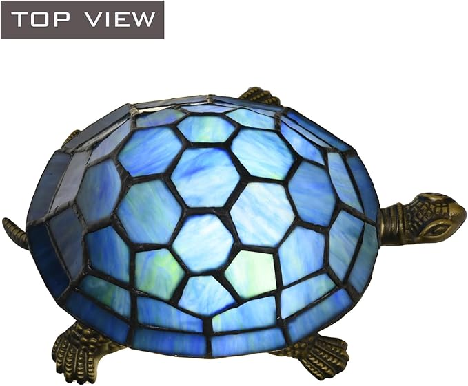 A0020 Turtle Tiffany Style Accent Table Lamp Handmade Stained Glass Animal - Image 7