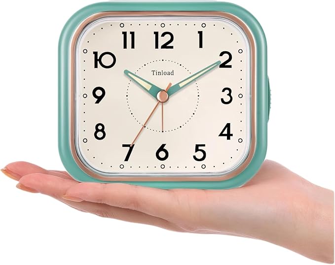 4.5" Vintage Retro Analog Alarm Clock, Super Silent Non Ticking Clock - Image 4