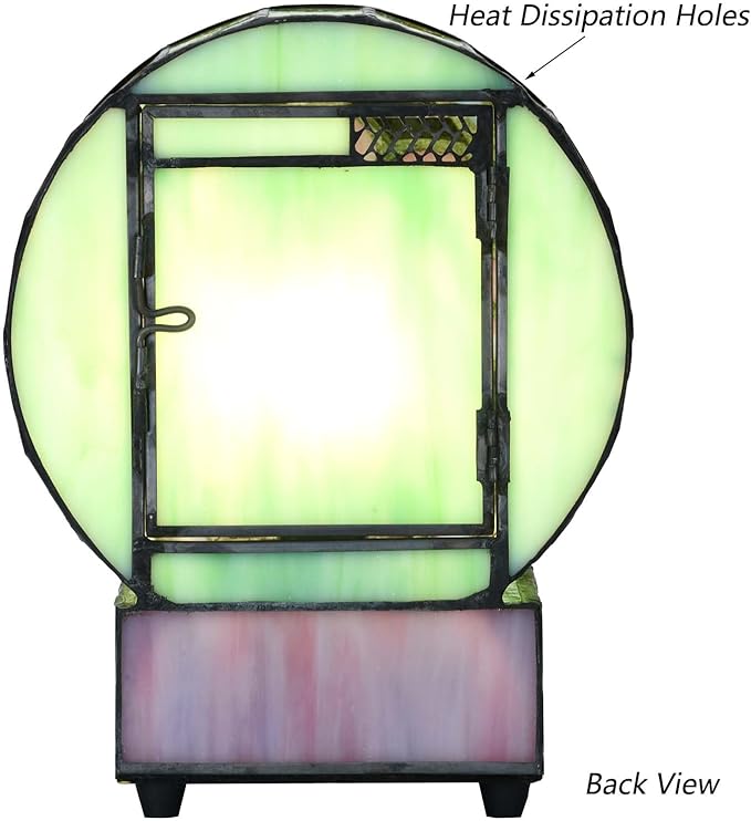 Bieye L12017 Tiffany Style Stained Glass Desk Clock Table Lamp - Image 6