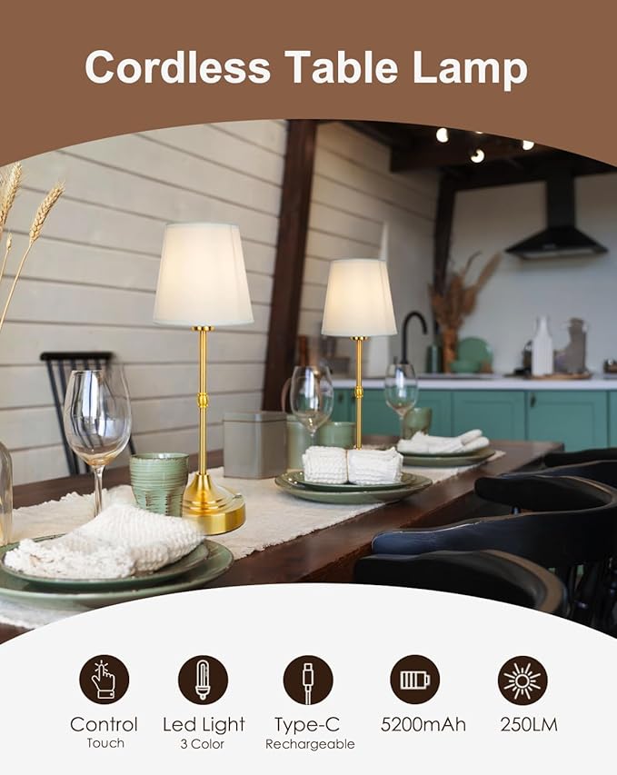 Cordless Table Lamp, Rechargeable Table Lamp - Image 2