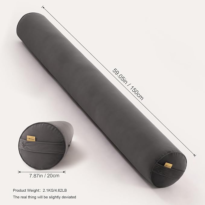 Long Pillow for Bed – Round Bolster Pillow for Adults, Body Pillow for Sleeping - Image 2