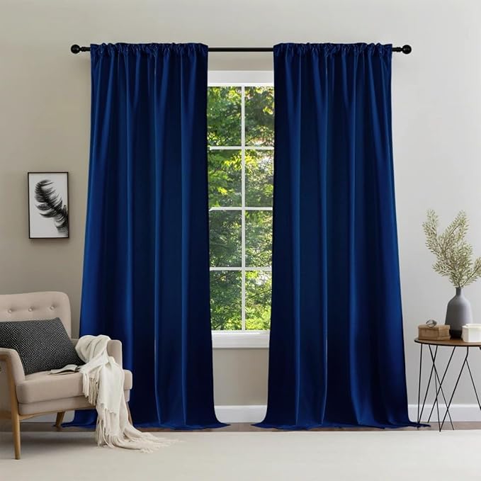 Joydeco Blue Velvet Blackout Curtains 84 Inch by JOYDECO