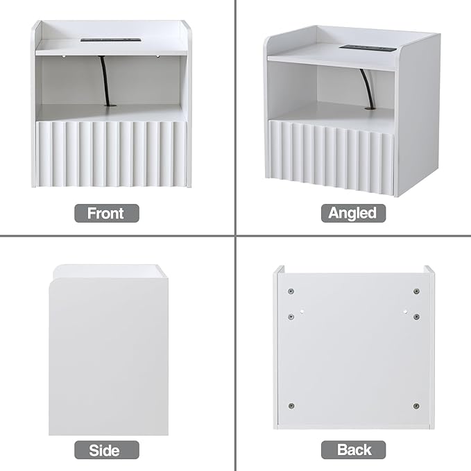 Modern Fluted Floating Nightstand Wall Mounted - Image 9