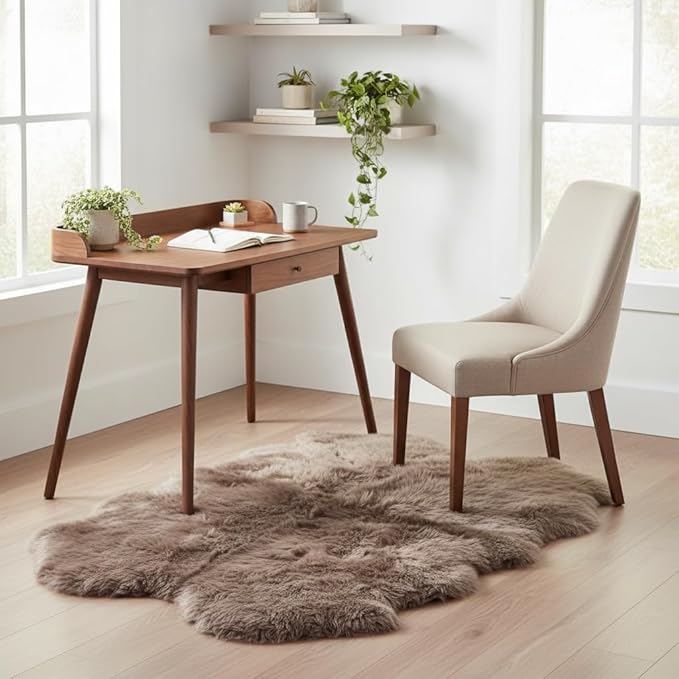 Premium Buff Tan Sheepskin Rug Genuine Quad 4x6ft Pelt Fluffy Fur Rug - Image 3