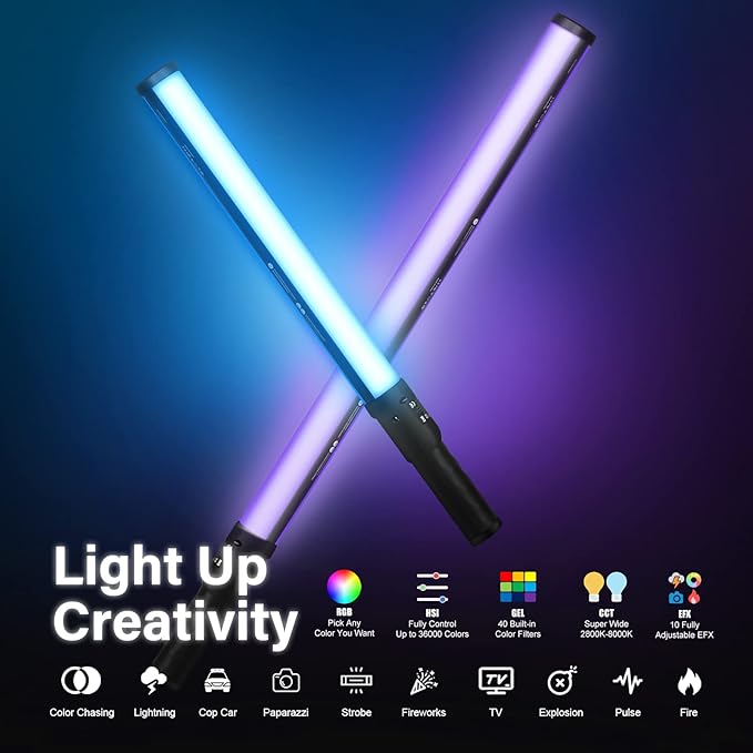 Mettlelite LS800P RGB Pixel LED Light Stick, Handheld Full Color RGBWW - Image 2