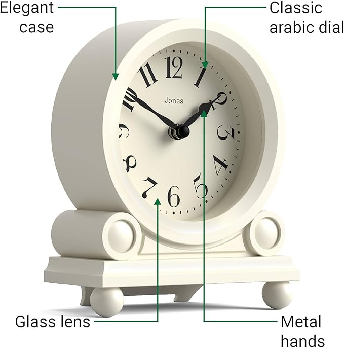 JONES CLOCKS® Maida Vale Mantel Clock | Small Traditional Desk Clock | Pale - Image 6