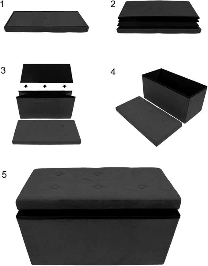 Sorbus Storage Ottoman Bench – Collapsible/Folding Bench Chest - Image 8