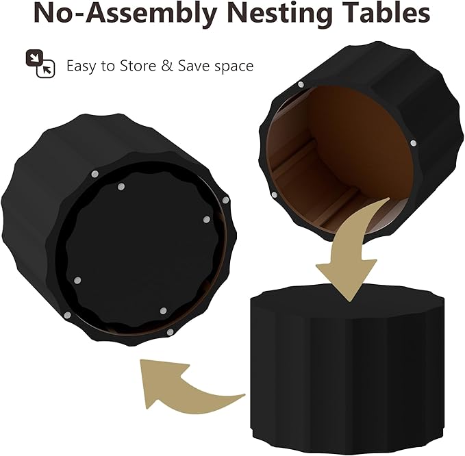 Nesting Coffee Table Set of 2, Round Coffee Tables, Space-Saving Modern Circle - Image 3
