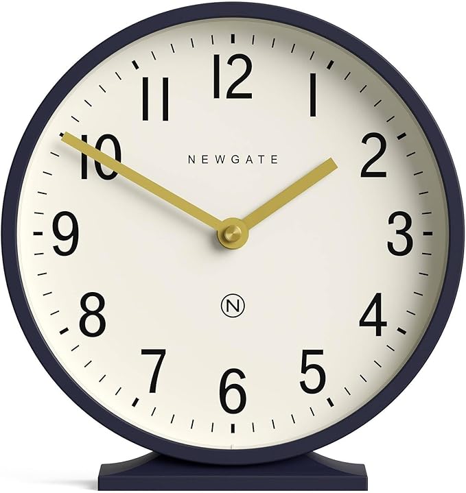 NEWGATE® Q Mantel Clock | Modern Classic Round Mantel Clock | Navy Blue | by NEWGATE