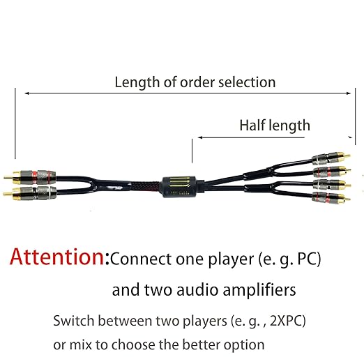 Arklove 3ft Shielded RCA Plug Splitter Stereo Audio Video Cable 2 Male to 4 - Image 4