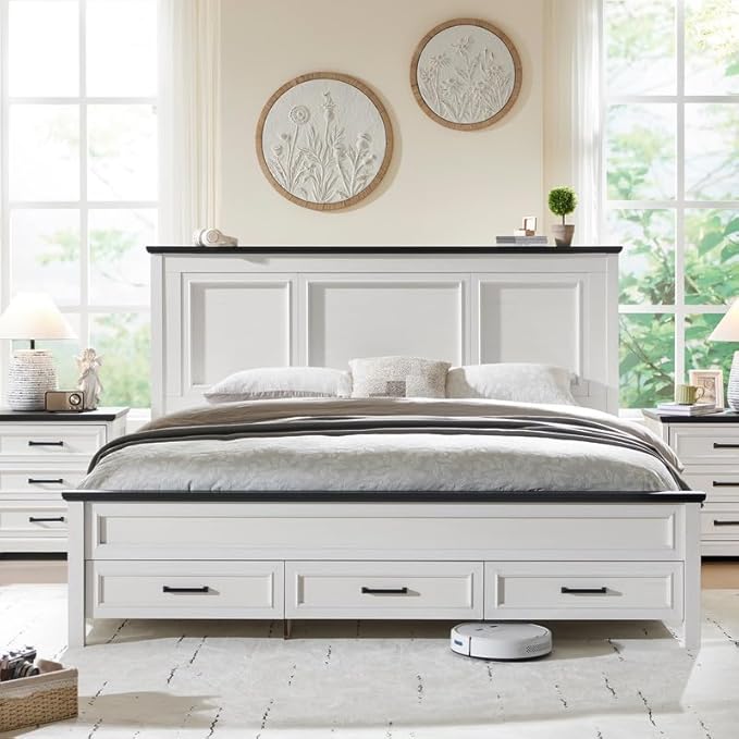 ACCOHOHO Farmhouse Queen Size Bed Frame by ACCOHOHO