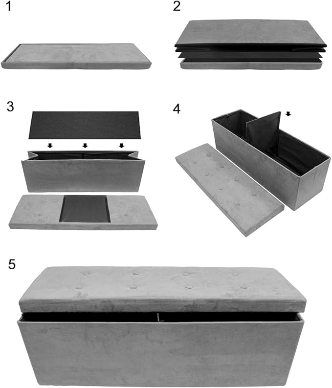 Sorbus Storage Ottoman Bench – Collapsible/Folding Bench Chest - Image 7