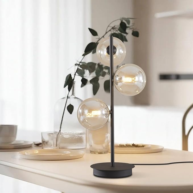 Mid Century Modern 3 Lights Globe Table Lamp Contemporary Minimalist Tall - Image 8
