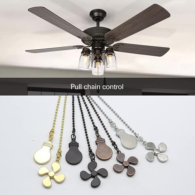 Ceiling Fan Pull Chain Set, 4 Pieces Bulb and Fan Pattern Pull Chain Extension - Image 5