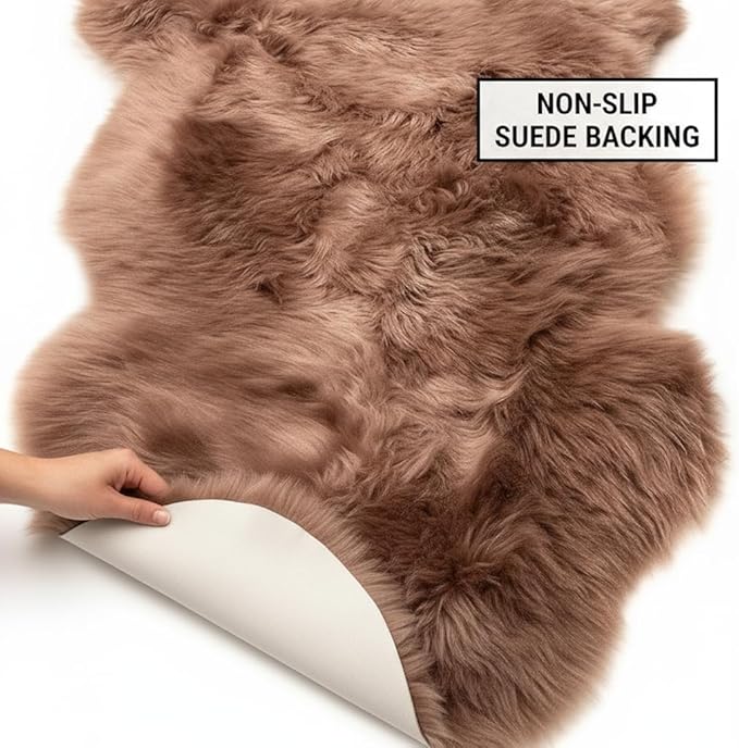 Super Area Rugs Buff Tan Sheepskin Rug Genuine Single 2x3ft Pelt Fluffy Fur - Image 6