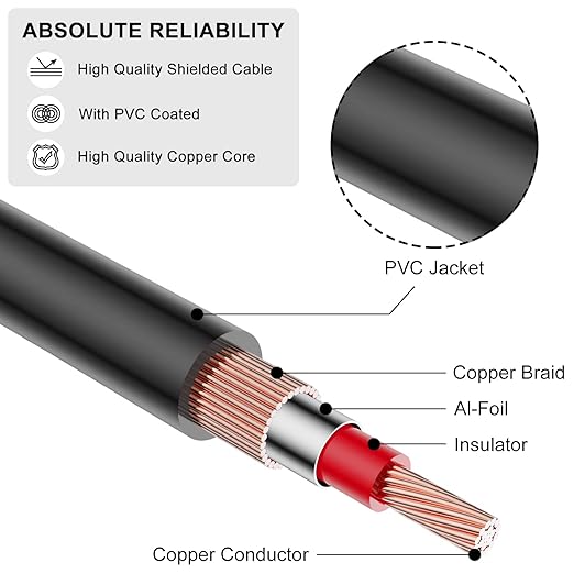 J&D RCA Cable, 2 RCA Male to Male Stereo Audio Cable, Heavy Duty, Compatible - Image 6
