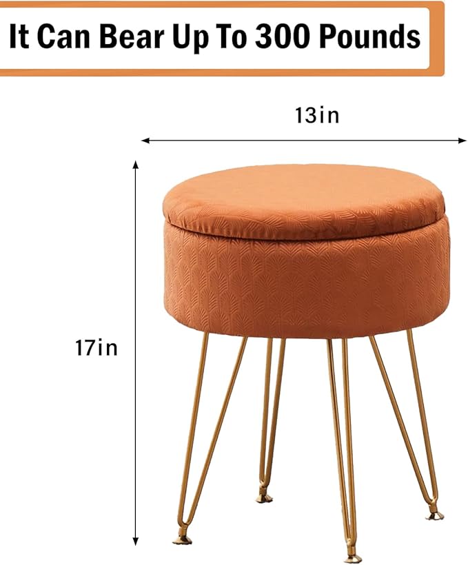 Cpintltr Modern Velvet Foot Rest Stool Upholstered Round Storage Ottomans - Image 3