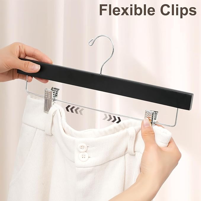 BAGAIL 10 Pack Wooden Pants Hangers - Image 3