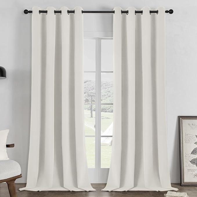 Joydeco White 100% Blackout Curtains 96 Inch 2 Panels, Luxury Thermal White by JOYDECO