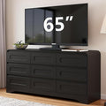 Dresser for Bedroom with 9 Drawers, Wood Closet Clothes Storage Long Dressers by SOLACEFURNITURE