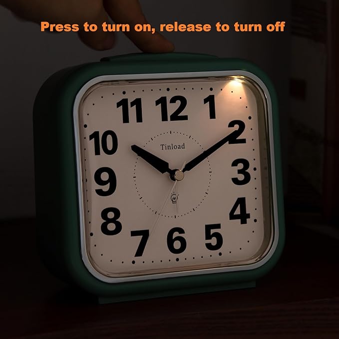 5.5" Large No Ticking Analog Alarm Clock, Silent Readable - Image 5