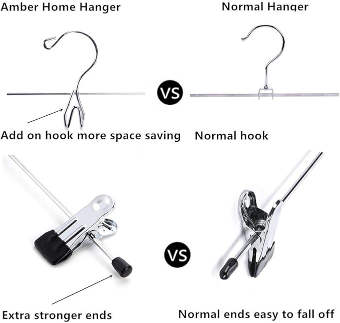 Amber Home 12 Pack Heavy Duty Add on Metal Pants Skirt Hangers, Stackable - Image 4
