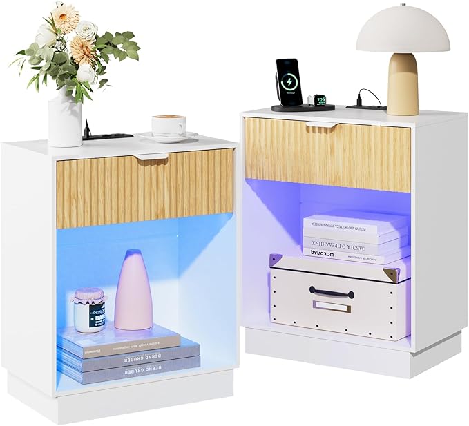 CMFYDAILY Fluted Nightstands Set of 2 by CMFYDAILY