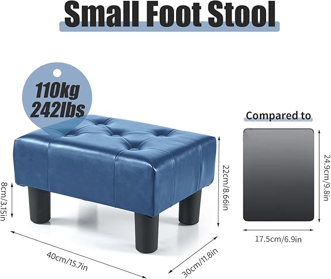 BRIAN & DANY Small Foot Stool, Leather Foot Stools - Image 3
