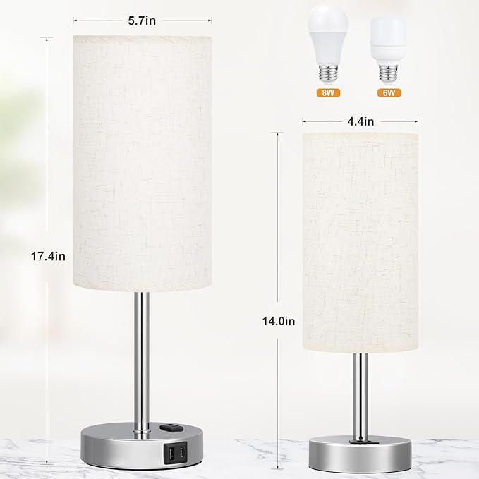17.4Inch Bedside Touch Table Lamps - Image 2