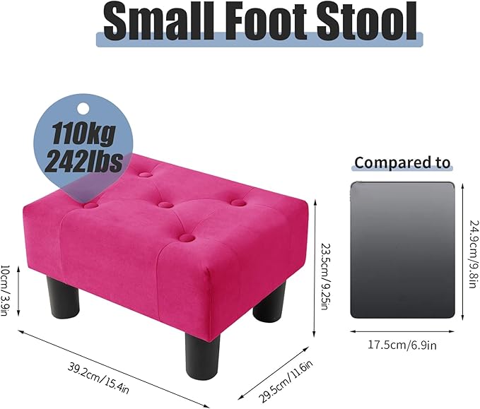 BRIAN & DANY Small Foot Stool, Velvet Foot Stools - Image 3