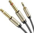 UGREEN 1/8 to 1/4 Stereo Cable 3.5mm TRS to Dual 6.35mm 1/4 TS Mono Y Splitter by UGREEN
