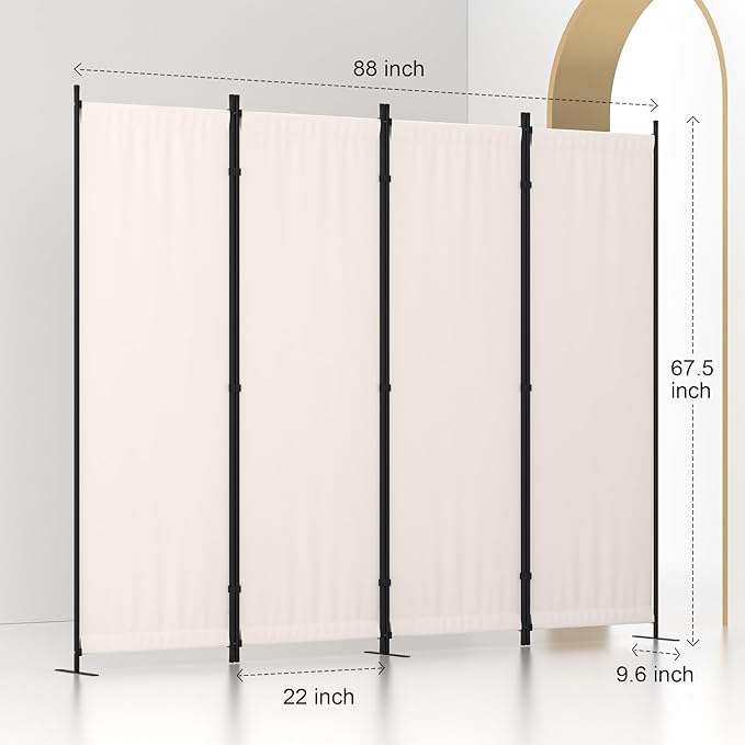 Room Divider, 4 Panel Folding Privacy Screen, 88” Portable Separating - Image 5