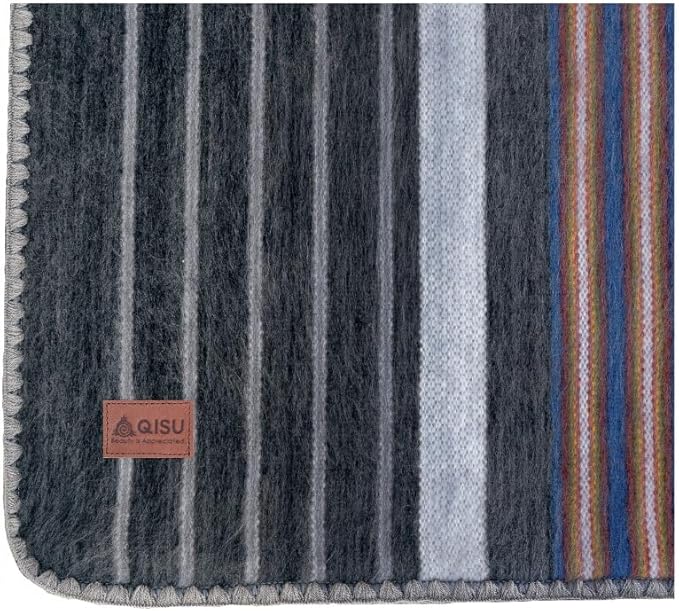 QISU Alpaca Wool Blanket Throw | Large, Variegated | 85 x 65 inches | Ultra-Soft by QISU