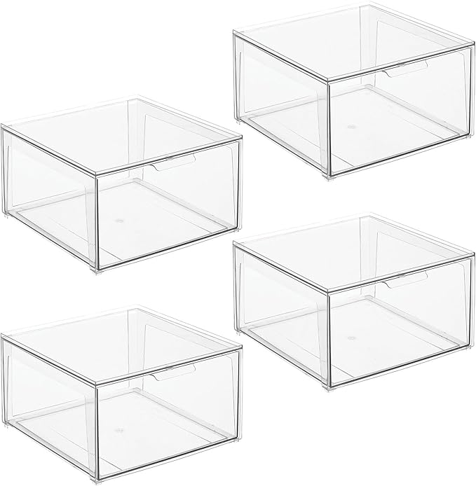 mDesign Plastic Stackable Closet Storage Organizer Bin Containers - Image 9