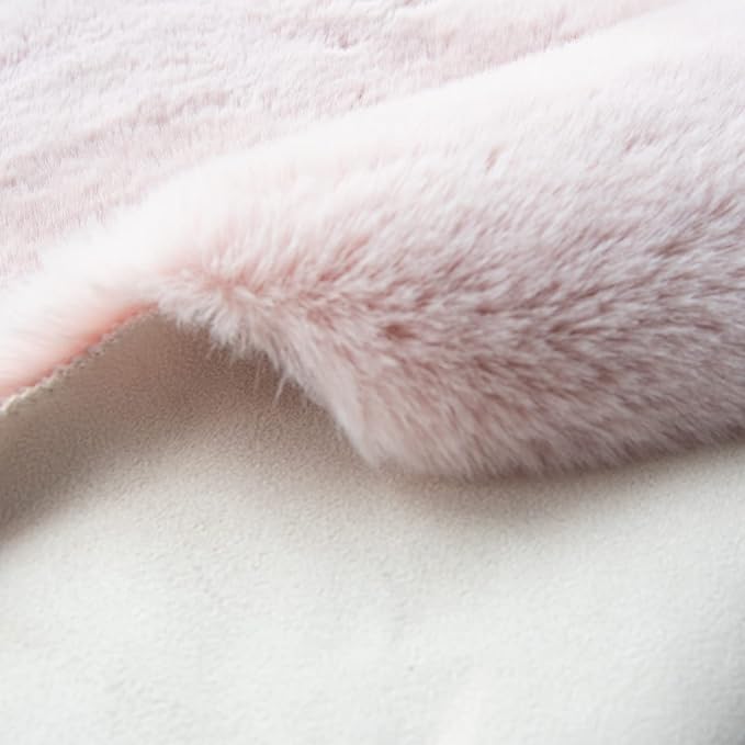 Pink Faux Fluffy Rabbit Fur Rug - Image 4