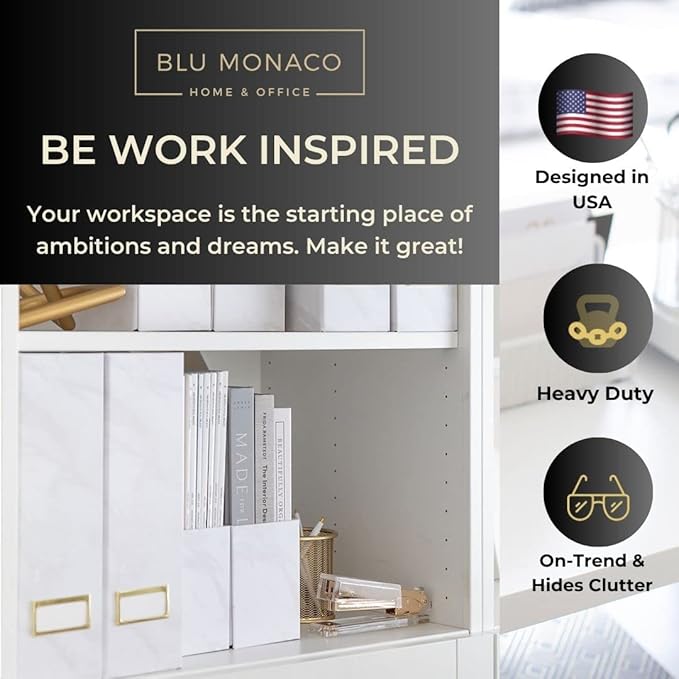 BLU MONACO Set of 4 Magazine Holders | White Marble Design - Image 5