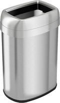 iTouchless 13 Gallon / 50L Open Top Trash Can, Oval Stainless Steel by iTouchless