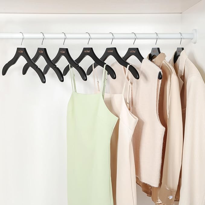 TOPIA HANGER Wooden Coat Hangers 24 Pack, Premium Wood Suit Sweater No Shoulder - Image 5