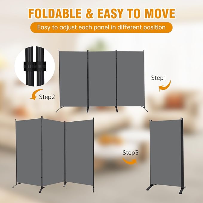 6 FT Tall Room Divider Screen Fabric Wall Divider - Image 4