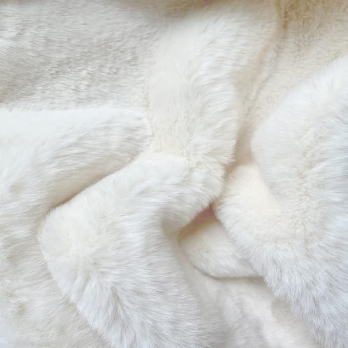 White Fluffy Faux Rabbit Fuzzy Fur Rug - Image 7