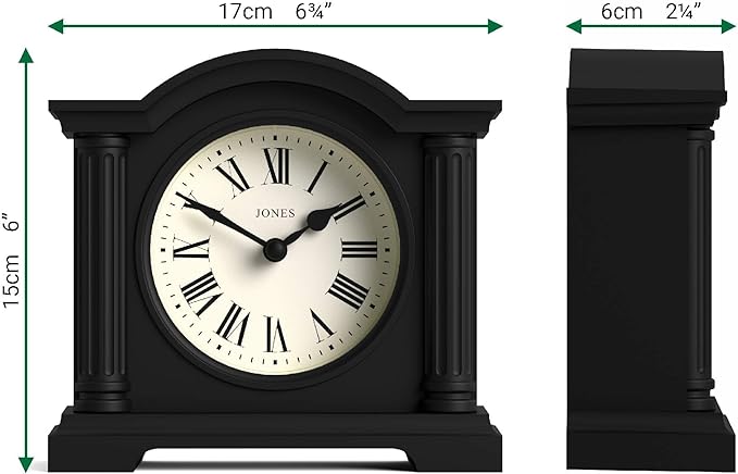 JONES CLOCKS® Kensington Mantel Clock | Classic Arch top Clock | Black | - Image 4